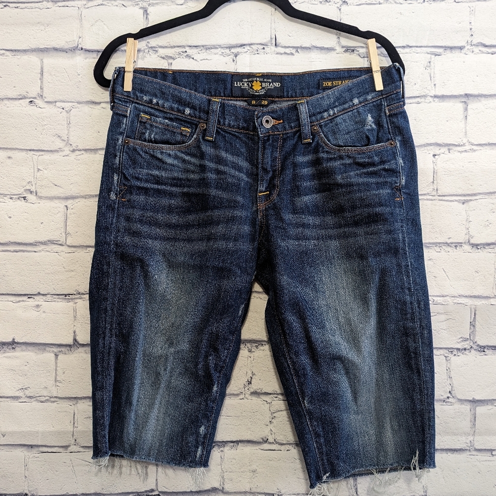 Lucky Brand Zoe Straight Distressed Bermuda Cut Off Shorts Women's Size 8 / 29